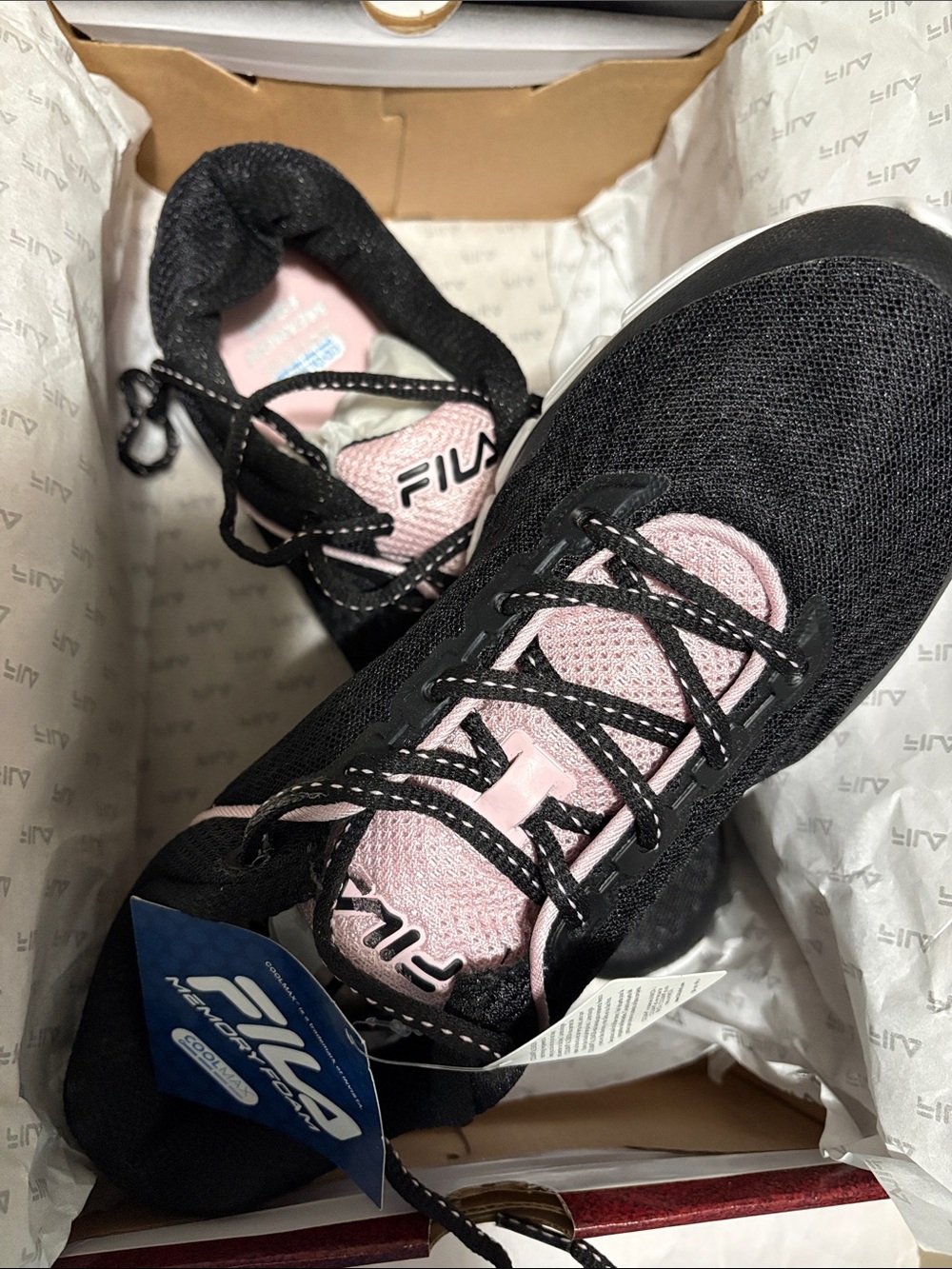 FILA Black and Pink Mesh Athletic Sneakers